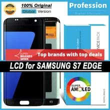 100% original 5.5 amamamoled display para samsung galaxy s7 borda g935 g935f lcd touch screen digitador peças de reparo + serviço pacote
