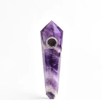

Drop Shipping Natural dream Amethyst Crystal Smoking Pipe + strainer quartz stone healing wand Free Shipping
