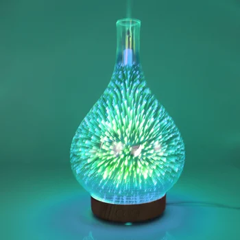 

8 Color 3D Light Glass Vase Aromatherapy Essential Oil Aroma Diffuser Changing and Waterless Auto Shut-off Cool Mist Humidifiere