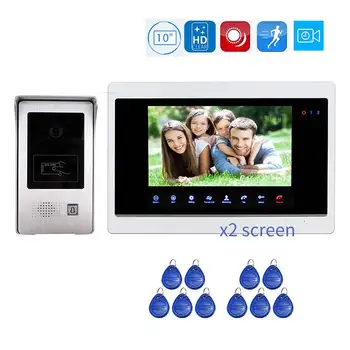 

Free Shipping 1200TVL 10" Touch Screen Video Door Phone Intercom Record Monitor Kit RFID Unlock Doorbell Camera Motion Detection