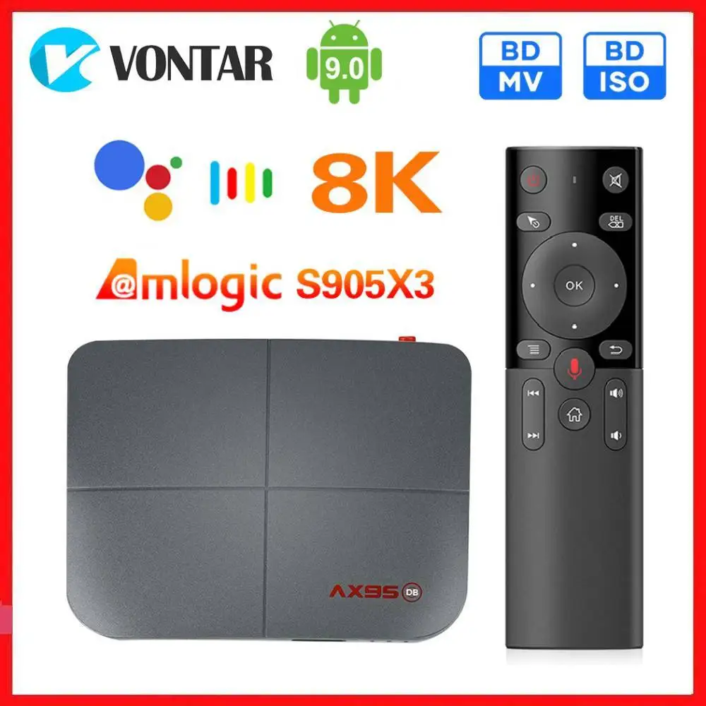 New Android 9.0 TV Box Amlogic S905X3 Set Top Box AX95 Support Dolby BD MV BD ISO 4GB 128GB Dual Wifi 8K Media Player Youtube