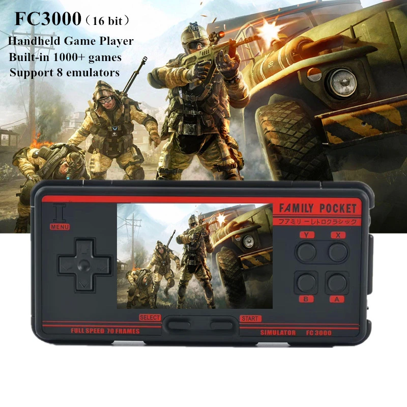 New FC3000  V3 Handheld game Player 3 inch HD IPS screen Support 8 emulators Built in 2000+ classic games Handheld game console