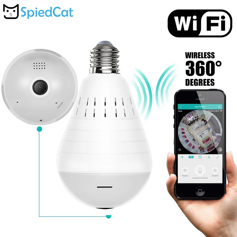 

360 Degree panoramic FishEye Wireless Wifi IP Smart HD Bulb Lamp Camera Home baby Security Monitor CCTV Night Vision Cam