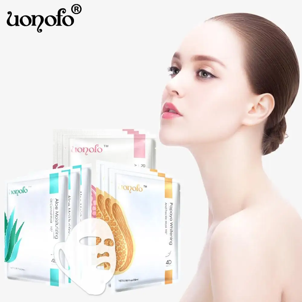 UONOFO 3pc set 4DPlant Extract Face Mask Hyaluronic Acid Treatment Essence VitaminC Whitening Moisturizing Mask Facial 2