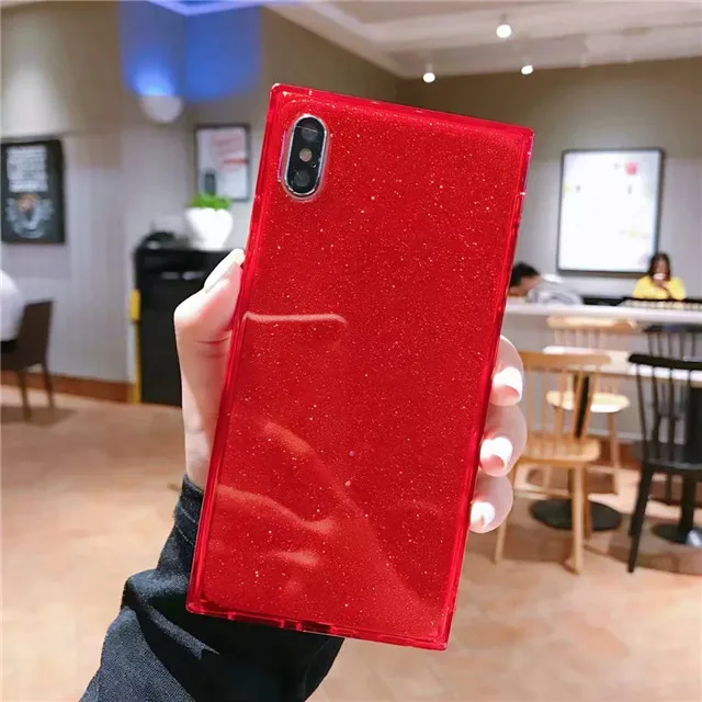 Милый Блестящий цветной силиконовый чехол для телефона для iPhone XS XR XS Max 11 Pro Бампер ударопрочный защитный корпус на iPhone 6 6S 7 8 Plus - Цвет: Красный