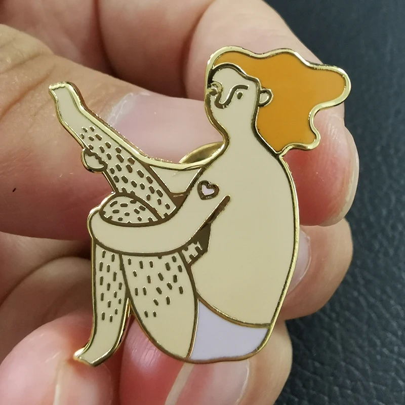 Fuzzy legs girl pin