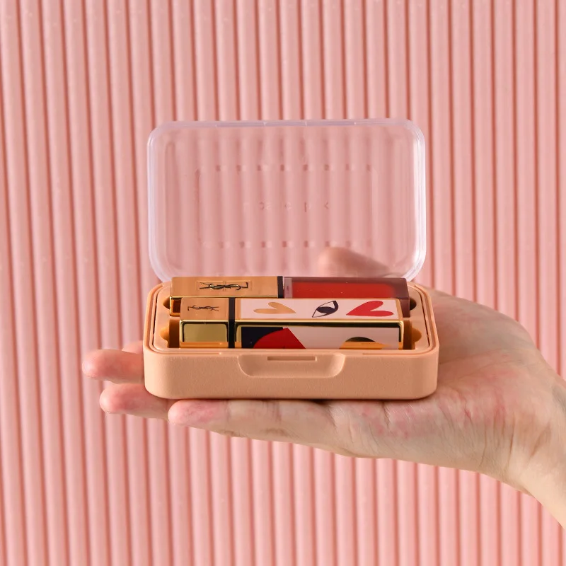 

-Carry-on Carriable of Makeup Storage Box Multi-color Selectable with Mirror Plastic Lipstick Case