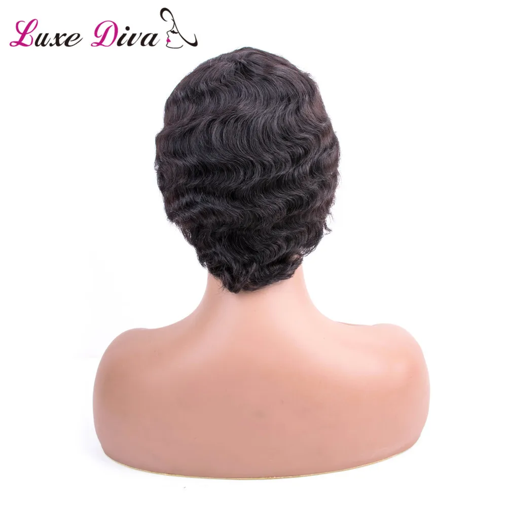 Luxediva волосы короткие кружевные человеческие волосы парики для женщин перуанские Волнистые 130% не-Реми человеческие волосы без запаха