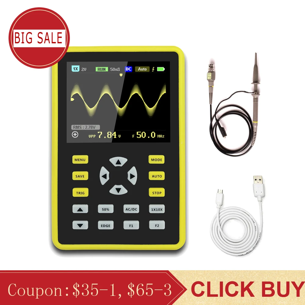 5012h 2.4" Lcd Handheld Portable Digital Mini Oscilloscope With 100mhz Bandwidth And 500ms/s