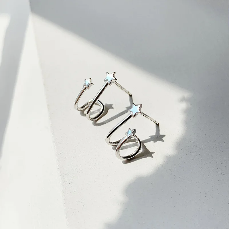 

100% Real 925 Sterling Silver Star Stud Earrings Mini U Shape Stud Earrings for Women Girls Hypoallergenic Jewelry
