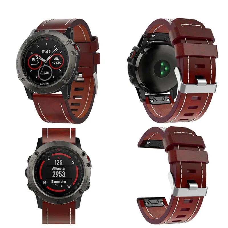 Ремешок из натуральной кожи для наручных часов сменный Браслет Garmin Fenix 5 быстрая