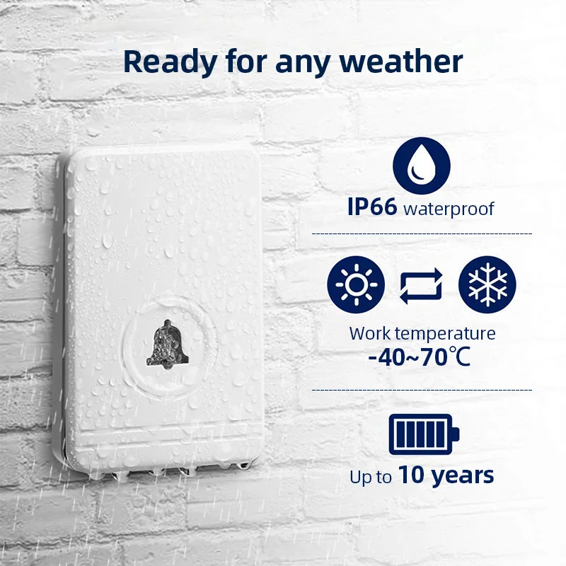 Long Range Wireless Doorbell EU/US Plug Loudspeaker Home Entry Alarm Waterproof Door Bell Night Light 48 Ringtone