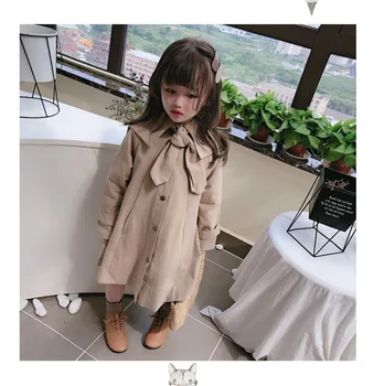 

2019 new autumn item girl fashion long jacket with tie