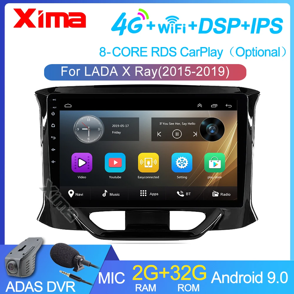 XIMA Android 9 0 2 Гб RAM автомобильный dvd плеер для LADA X Ray Xray 2015 2016 2019 мультимедийный GPS