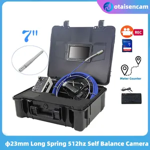 WOPSON 23mm Long Spring Self Balance 512hz Camera Drain Pipe Inspection Endoscope 7" Screen DVR Keyboard Meter Counter 5mm Cable