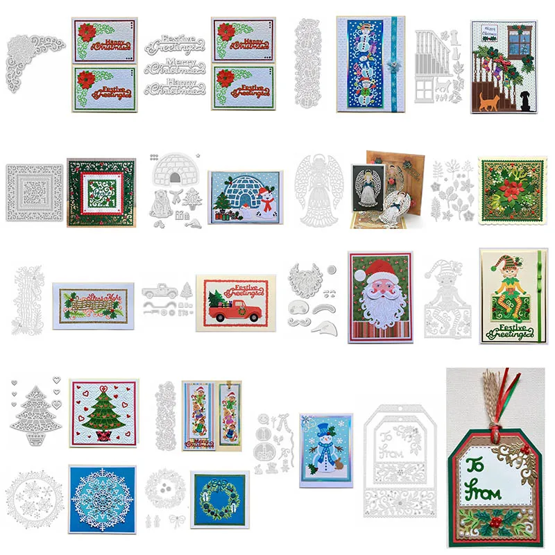

Polar Bear Car Angel Festive Greetings Snowman Stairs Metal Cutting Dies DIY Scrapbooking Card Album Making New Crafts Stencil