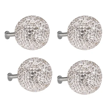 

4Pcs Crystal Knobs Cabinet Door Pull Handles with Screws for Home