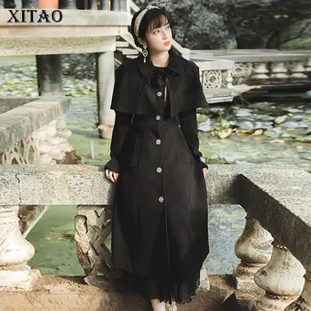 

XITAO Women Fashion Blends New 2020 Spring Vintage Single Breast Pullover Small Fresh Casual Loose Minority Casual Coat XJ3392