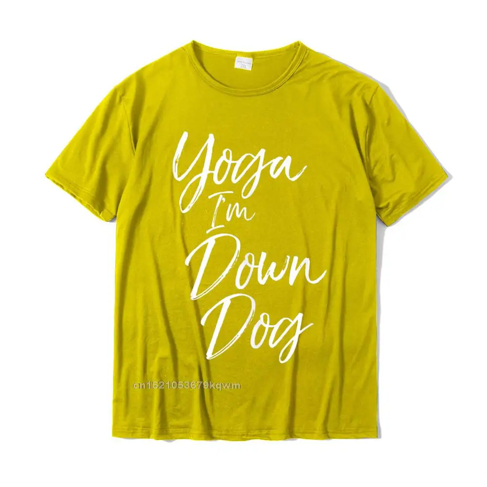 Classic Hot Sale Short Sleeve Casual T Shirt Cotton Fabric Crew Neck Men Tops T Shirt Printed On T-shirts Summer/Autumn Downward Dog Pose Saying for Women Cute Yoga Im Down Dog Tank Top__3679 yellow