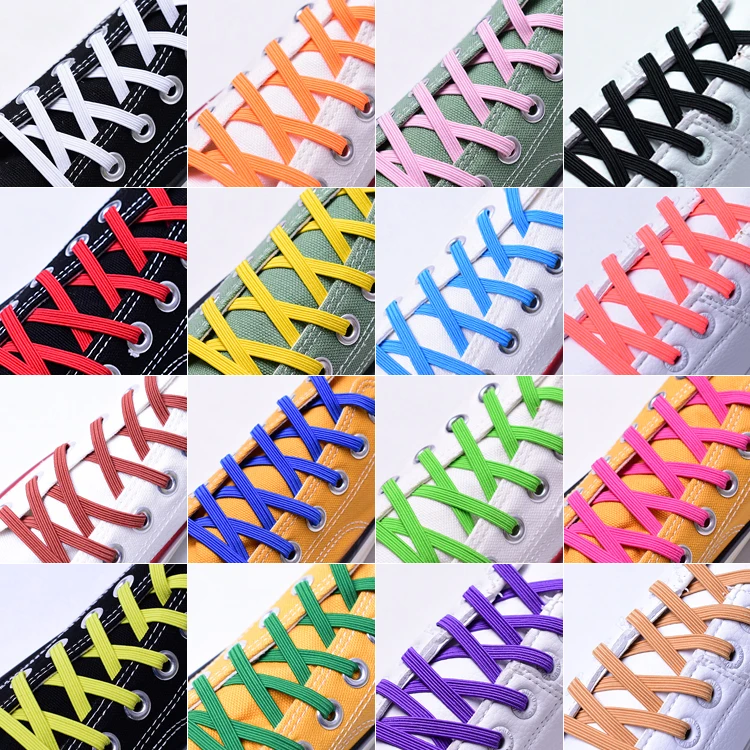 

1Pair Elastic Rainbow Color Shoelaces No Tie Sneakers Shoe Laces Kids Adult Quick Lazy Shoelaces Stretching Lace Flat Shoelaces