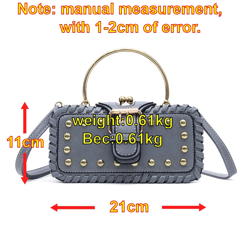 Женская сумка с отделами, модная сумочка с металлической ручкой, мини-заклепка, сумка на плечо, женская сумка-мессенджер, горячая Распродажа - Цвет: Серый