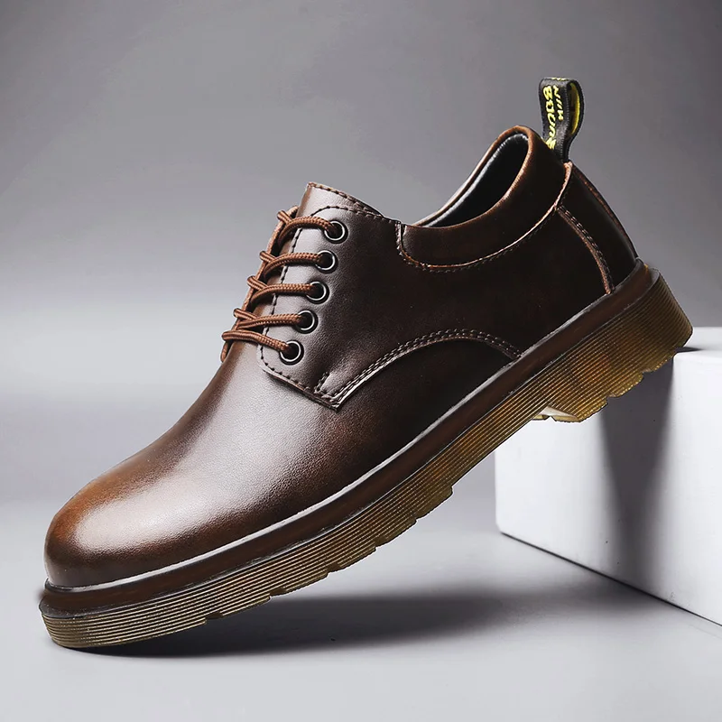 2020 Spring New Genuine Leather Men's Casual Leather Shoes High Quality Men Anti-Slip Big Head Leather Shoes Men Driving Shoes