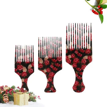 

3pcs Retro Salon Plastic Hair Combs Large Wide Tooth Comb Floral Hairdressing Ultra Smooth Hair Pick Comb Slick Styling Hair Bru