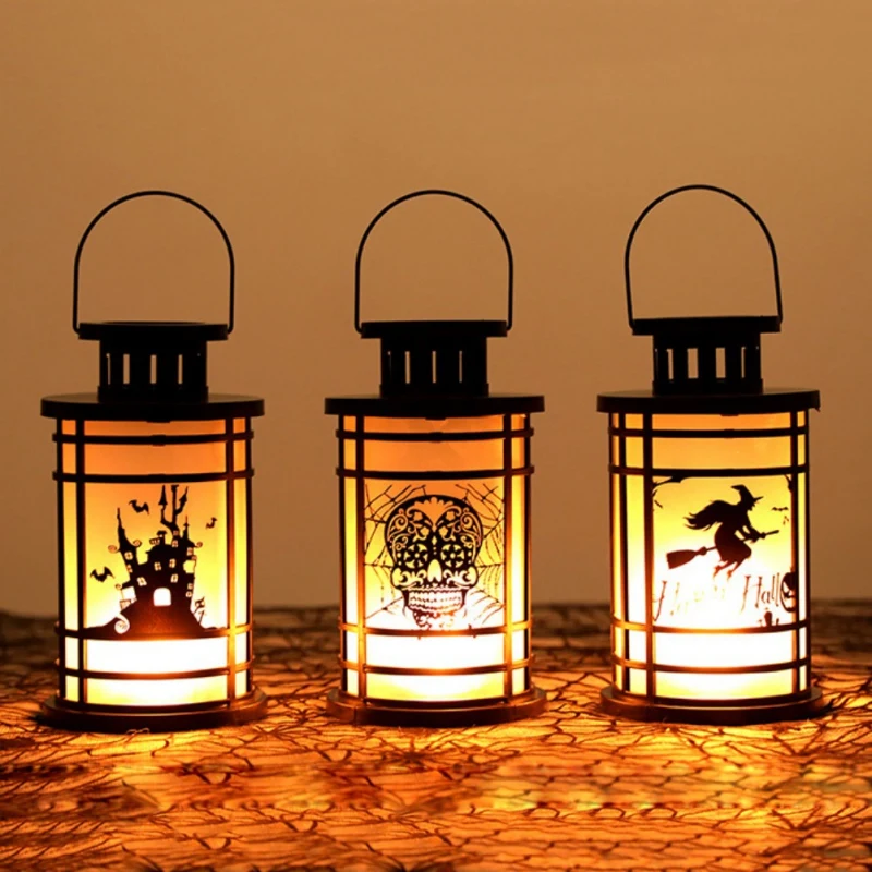 Хэллоуин свеча с искусственным пламенем декоративный подвесной фонарь на батарее приведенный в действие настольная лампа Праздничная