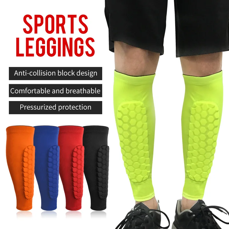 1Pcs Sports Football Cycling Compression Sleeves Honeycomb Sponge Safety Calf Leg Shin Sports Protection Men Women