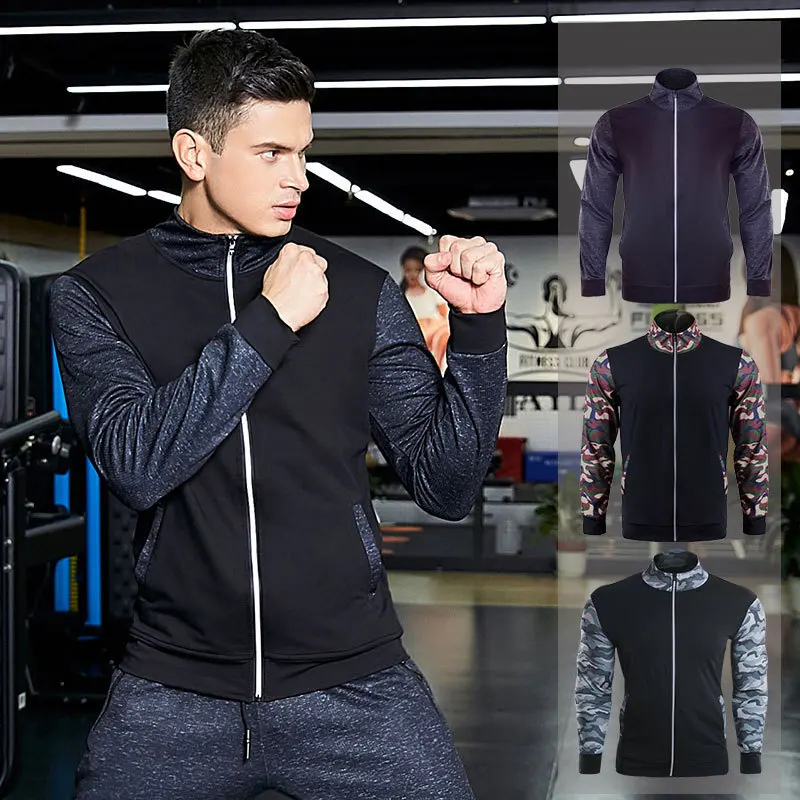 

New Style Coat Zipper Hooded Sports Clothing Men's Camouflage Joint Workout Clothes Casual Sports Running Coat