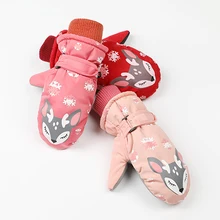 Зимние водонепроницаемые теплые детские лыжные перчатки из плотного бархата, уличные лыжные перчатки для девочек мальчиков с защитой от холода