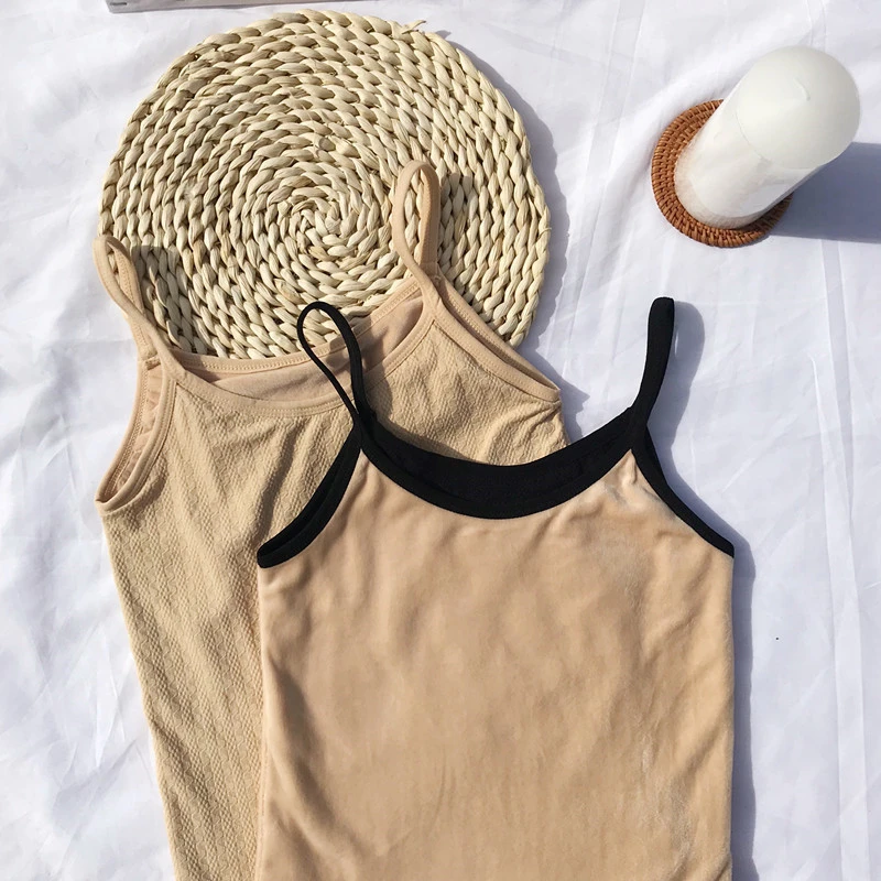 Winter Thermal Velvet Cotton Camis Top Women Solid Slim Thicken Pullovers Camis Female Warm Tank Tops Girls
