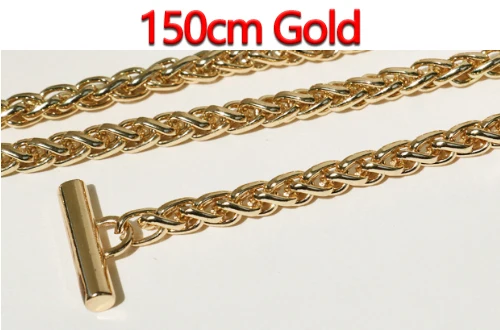 150cm Gold DIY 6 мм золото, серебро, пистолет черный, покрытие бронзового металла замена цепи плечевые ремни для маленькой сумки ручка с OT застежками - Цвет: 150cm Gold