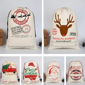 

Christmas Sacks Stocking Santa Sacks Canvas Large Xmas Gift Stocking Bag Santa Claus Deer Christmas Decorations for Home 2021