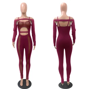 Red See Through Bodycon Jumpsuit
