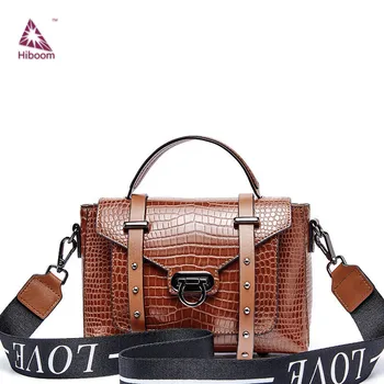 

Hiboom 2020 Elegant Crocodile Pattern Bag For Women Half Round Solid Leather Luxury Handbag Women Bag Designer Shoulder Bag