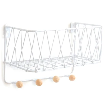 

Creative Simple Nordic Wrought Iron Grid Wall Shelf Ornaments Home Wall Hook Wall Mounted Storage Rack Decoration Housekeeper-Wh