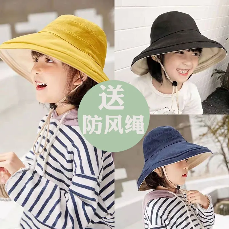 

Spring Children Large Brimmed Hat Fisherman Hat Summer Sun Blocking Hat Men And Women Children Sun Hat Simple Versatile Bucket H