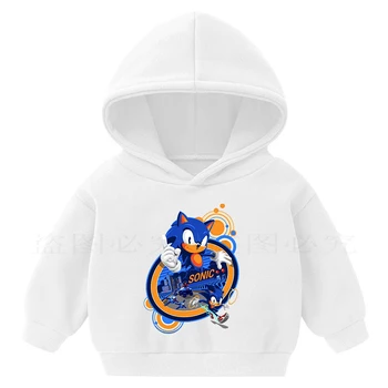 

family shirts Anime Super Sonic cotton Hoodies Children coat Long Sleeve Pullover Cartoon Sweatshirt set suit Hooded harajuku