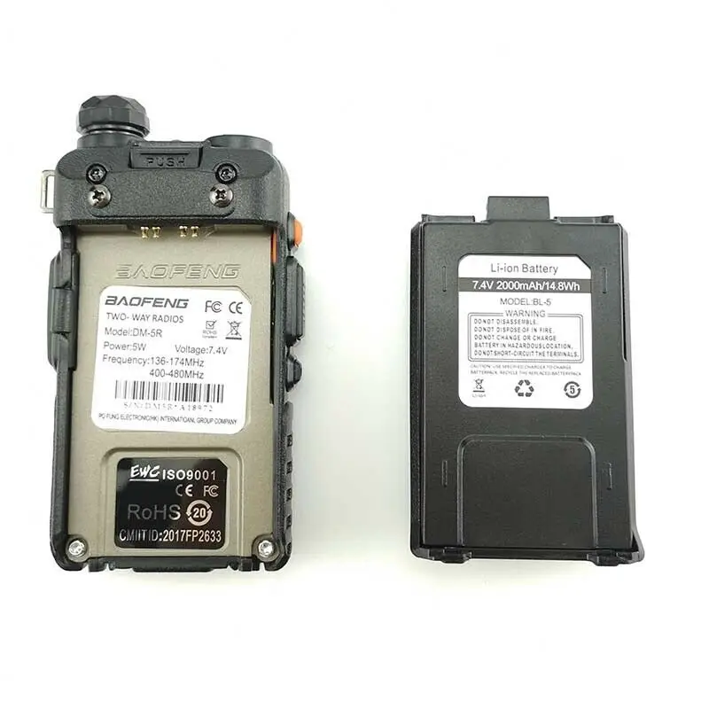 Baofeng DM-5R Walkie Taklie двухдиапазонное DMR цифровое радио DSP трансивер 5 Вт VHF UHF 136-174/400-520 МГц двустороннее радио 2000 мАч