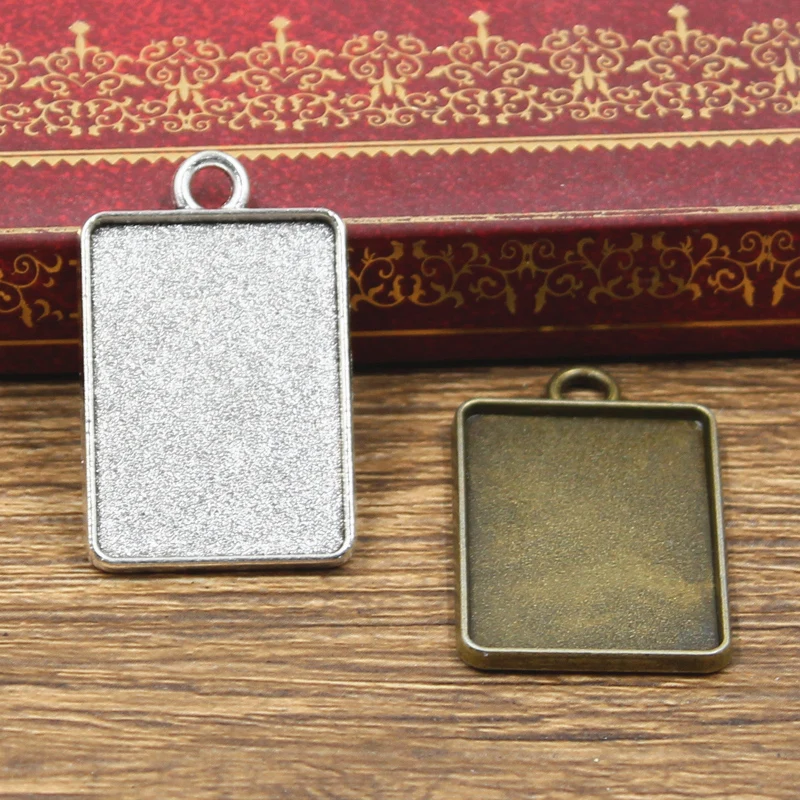 

4pcs Cabochon Base Fit Setting Fashion 33x23mm Inner Size Antique Silver Bronze rectangle Style DIY Jewelry Making Findings