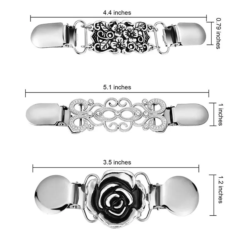 5 Pieces Sweater Shawl Clips Set Retro Cardigan Collar Clips Antique Flowers Dresses Shawl Clip For Women Girls