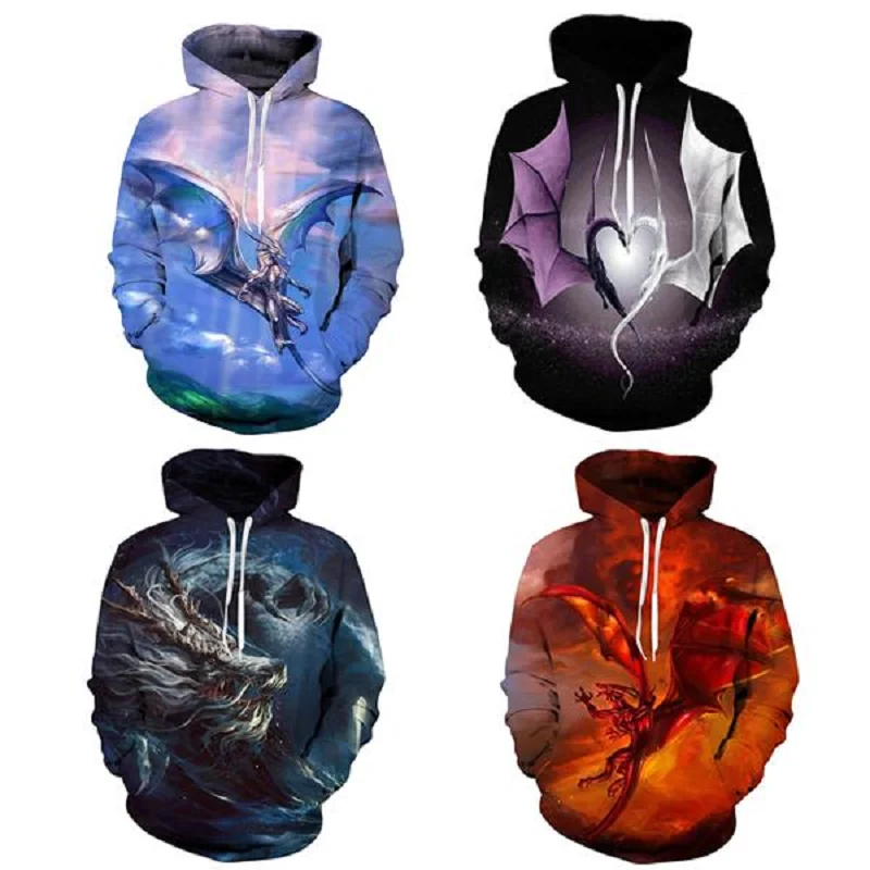 New Fashion Men's and Women's Personalized 3D Printed Animal Dragon Jacket Hoodie High Quality Pattern Large 2021 | Мужская