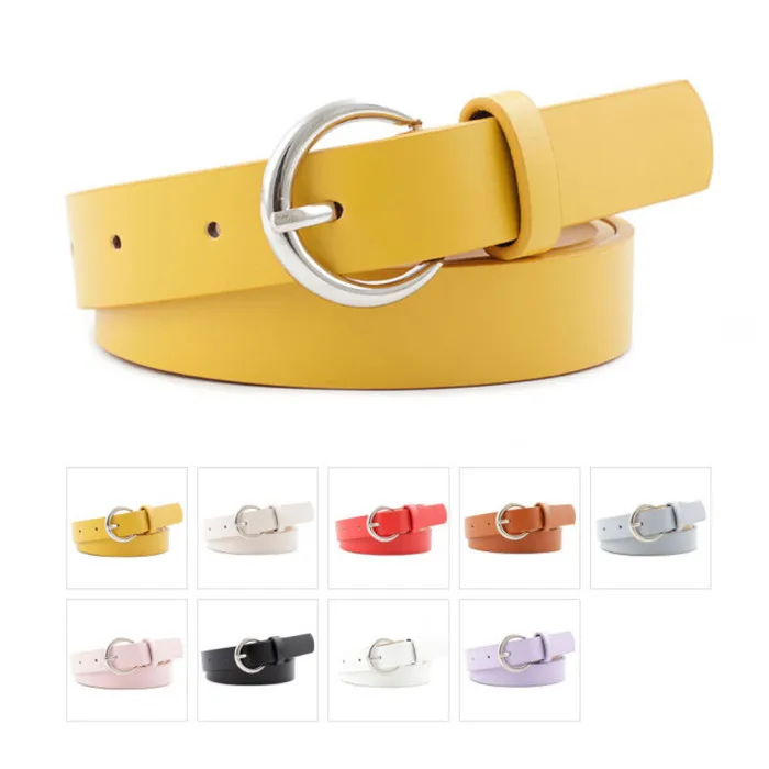 Новое Женское осеннее платье Ceinture Femme с круглым ремешком и пряжкой, джинсы из искусственной кожи, Модный женский пояс