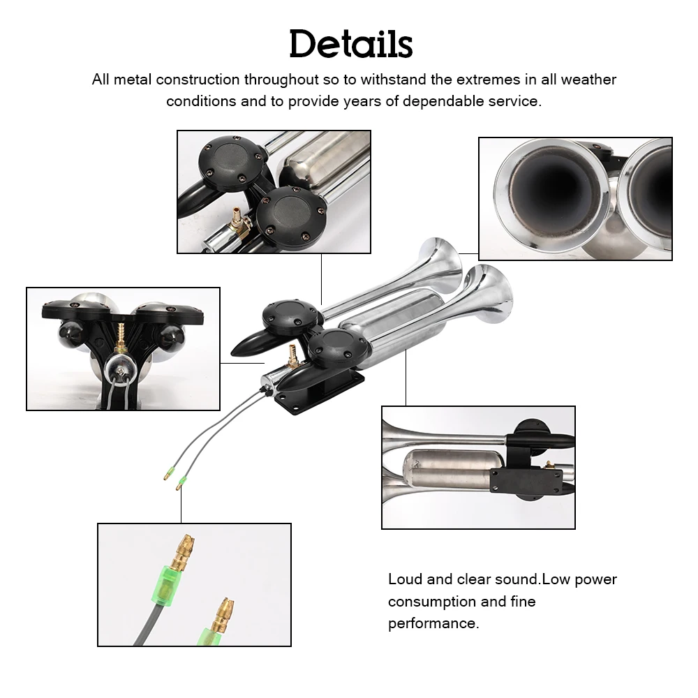 Двойная труба звуковой сигнал 300DB универсальный для грузовика двойной воздушный набор звуковых сигналов раструб громкоговорителя супер громкий звуковой сигнал для автомобиля Ван лодка пикап Авто 12V 24V