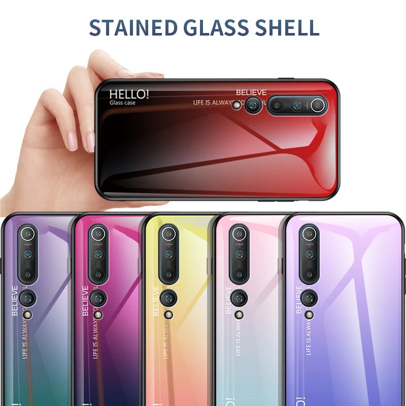 

Gradient Tempered Glass Case For Xiaomi 10 Pro Mi 9 8 light Back Cover Protective Case Shell For MI 9 8 Lite Mi 9 SE Mi F1 Mi A3