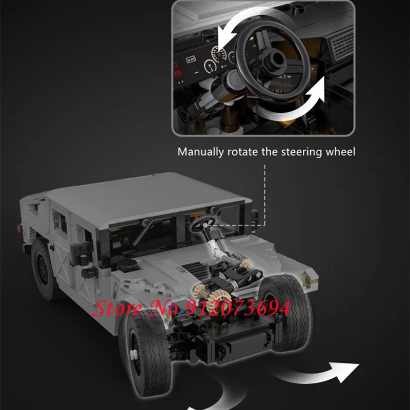 High-Technic 1:12 Hummer Remote Control Off-road Truck 1380PSC DIY Puzzle Assembly Building Bolcks Smilation RC Truck Car Model 4