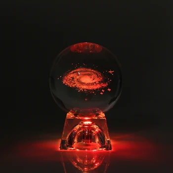 

6cm 3D Engraved Galaxy Solar System Crystal Lamp Night Light Luminous Craft Glass round Sphere Home Office Table Decor Lamp Gift