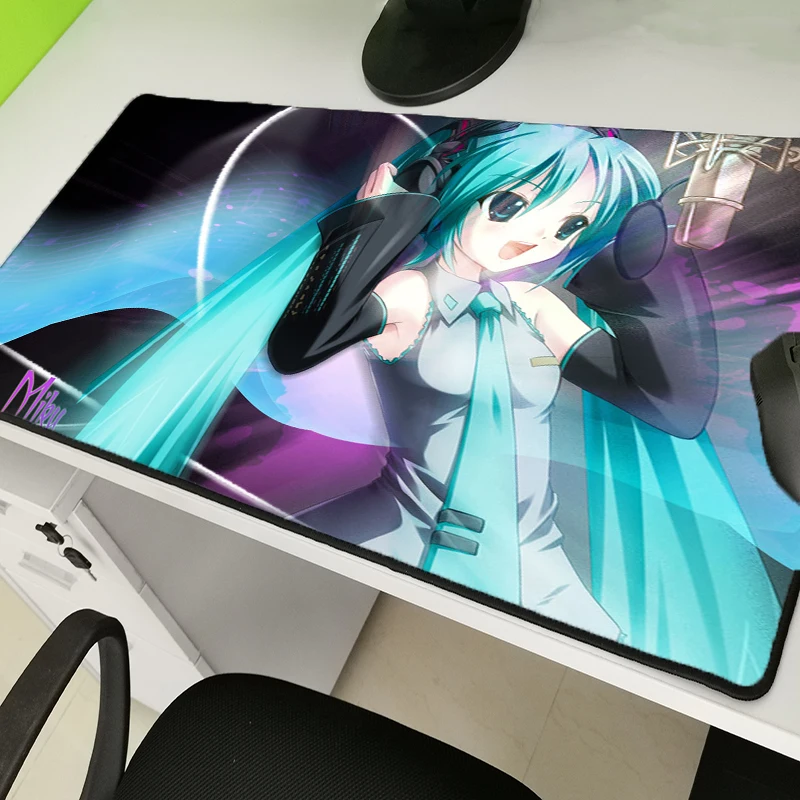 

Yuzuoan Hot Hatsune Miku Mousepad Game Machine Computer Mouse Pad Natural Rubber Non-slip Keyboard Lockedge Mousemat Large Size