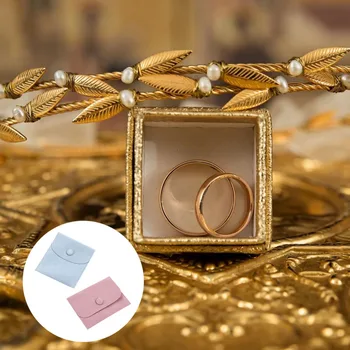 

2pcs Jewelry Storage Bags Flannel Ornaments Pouch Stylish Earring Container Chic Storage Bags with Buckle for Ornaments Woman Je